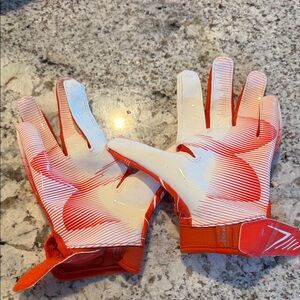 Under Armour Red and White Sports flag football Gloves size small